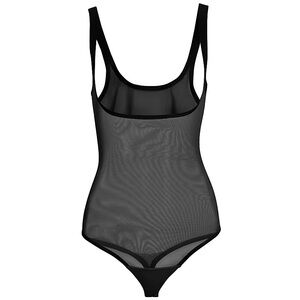 NWT WOLFORD FORMFITTING SHEER TULLE THONG BODYSUIT BLACK SMALL